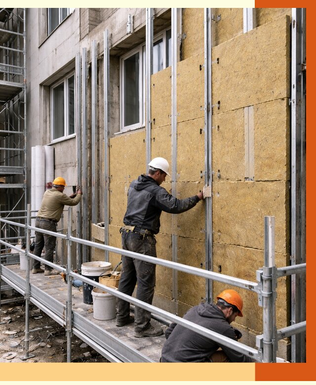 Утепление вентилируемого фасада в Сургуте от 5724 руб/м2 — монтаж и утепление вентфасад | ТепломастерСрг